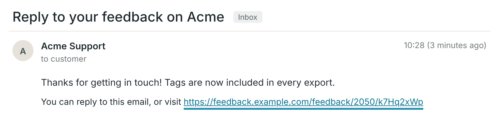 A conversation opened on a custom domain